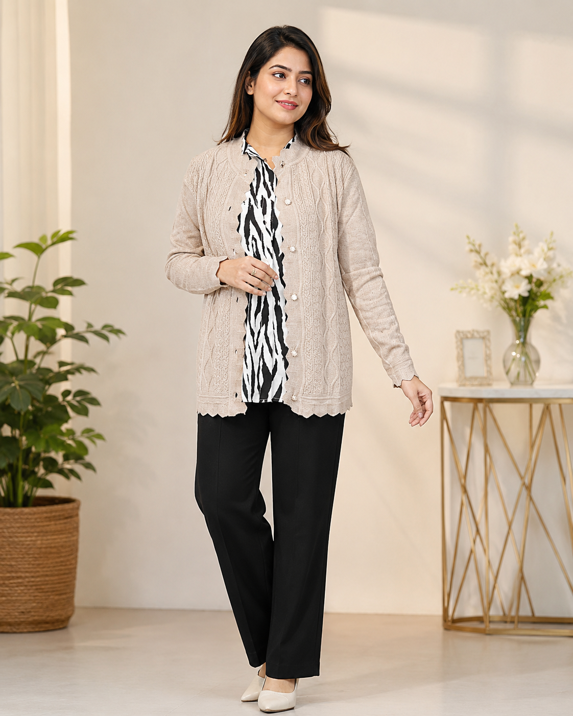 Full Sleeve Ladies Stitched Woolen Round Neck (P.B.D-2) Sweater