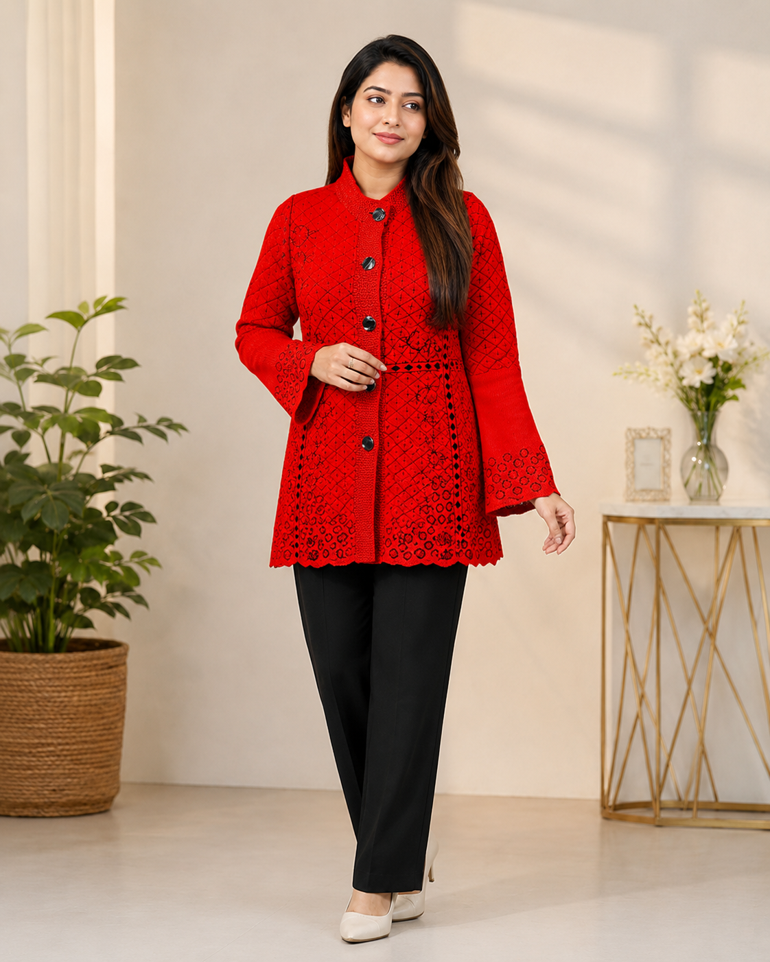 Party Wear Ladies Long Full Sleeve Cardigan (Sultana)