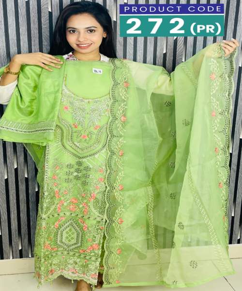 Embroidered Soft Georgette Three Piece (272)-