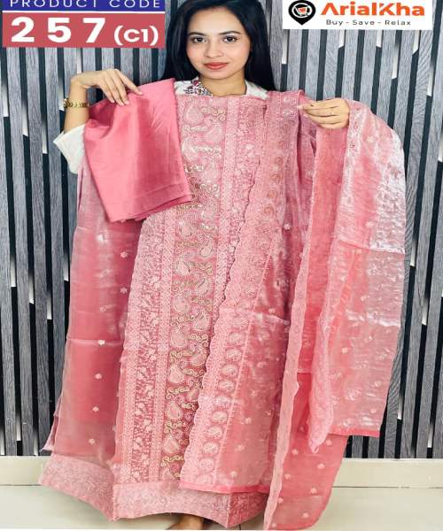 Floral Embroidered With Sequins Three Piece (257)-